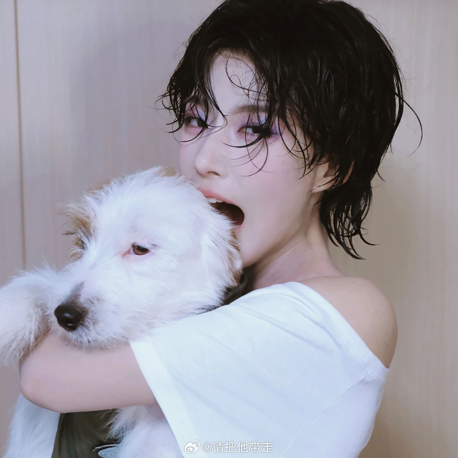 刚洗完头的松弛感，被卢昱晓焊在造型里了。清爽不油腻，美到心坎！ 