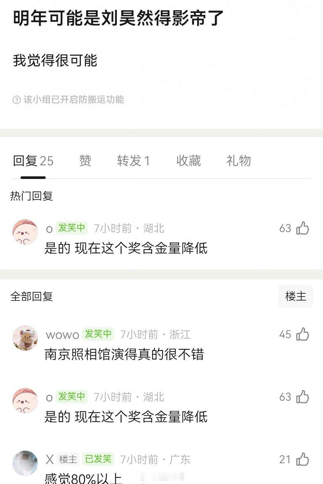 网友猜测明年的金鸡影帝是刘昊然。易烊千玺刚拿了金鸡奖影帝，明年的金鸡影帝人选都已