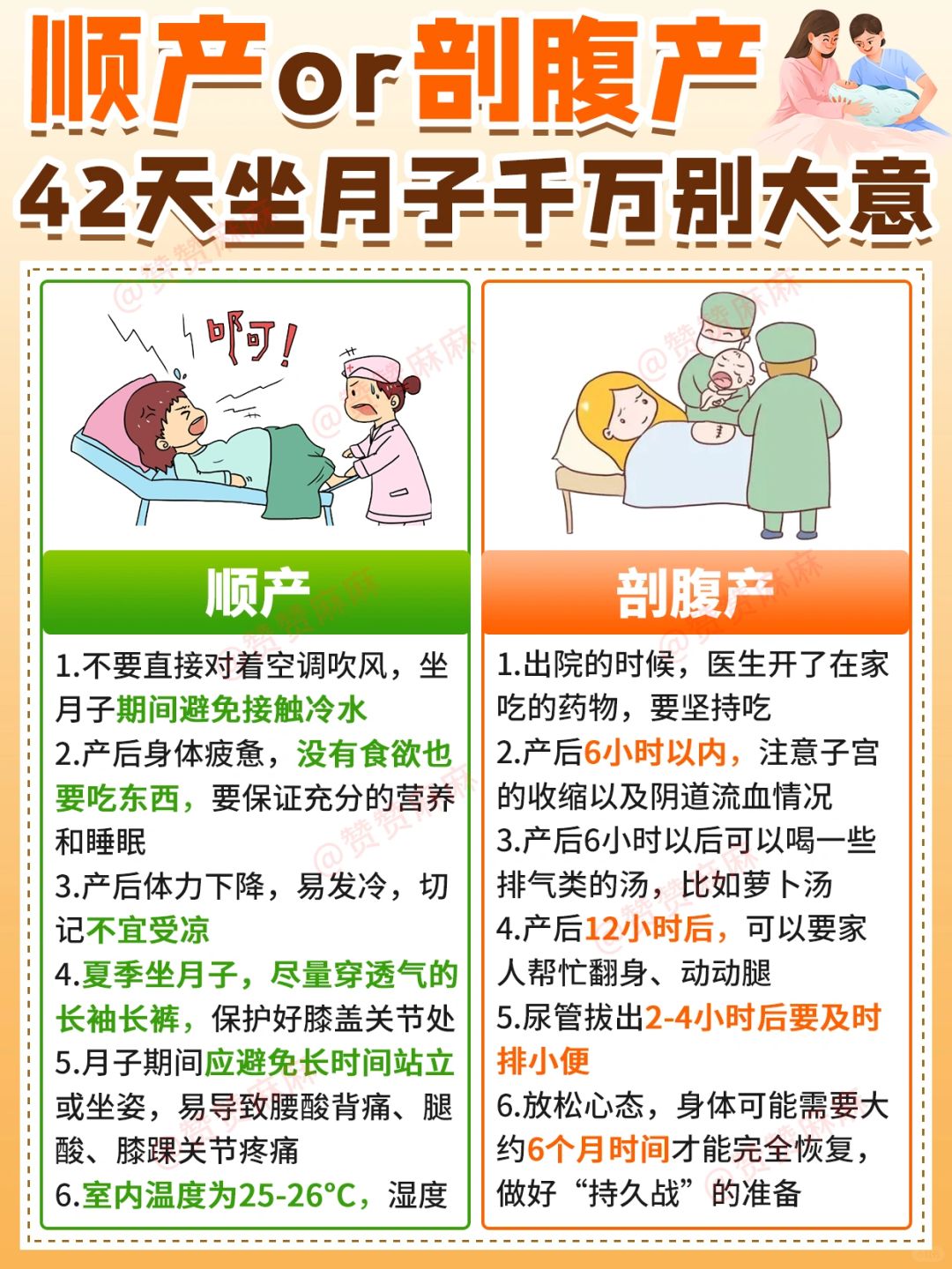 顺产剖腹产坐月子注意事项❗科学坐月子✅