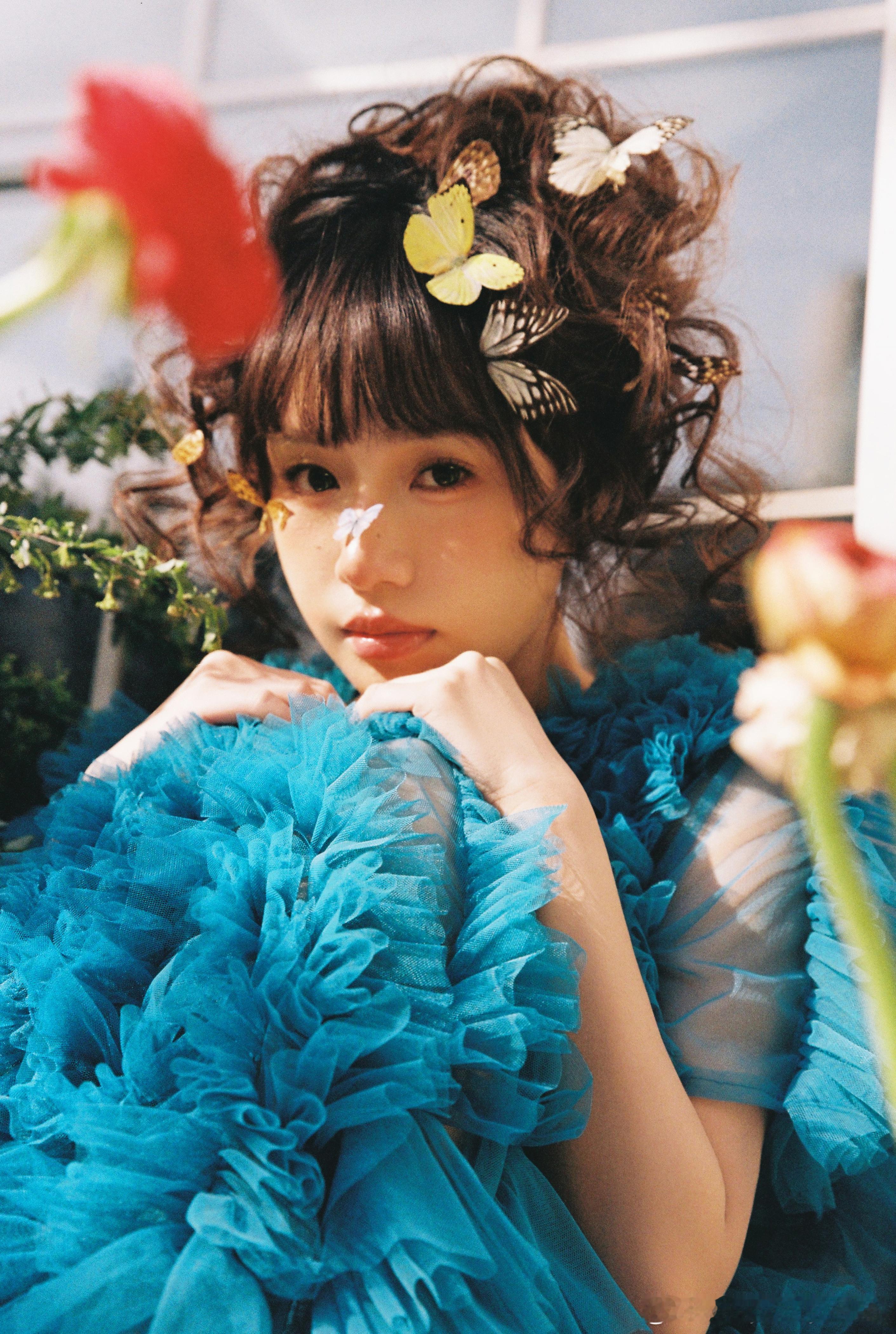 🦋雀羽舞蝶｜胶片WI ING WI ING 写真馆 🦚孔雀落蓝，晕染层纱卷曲