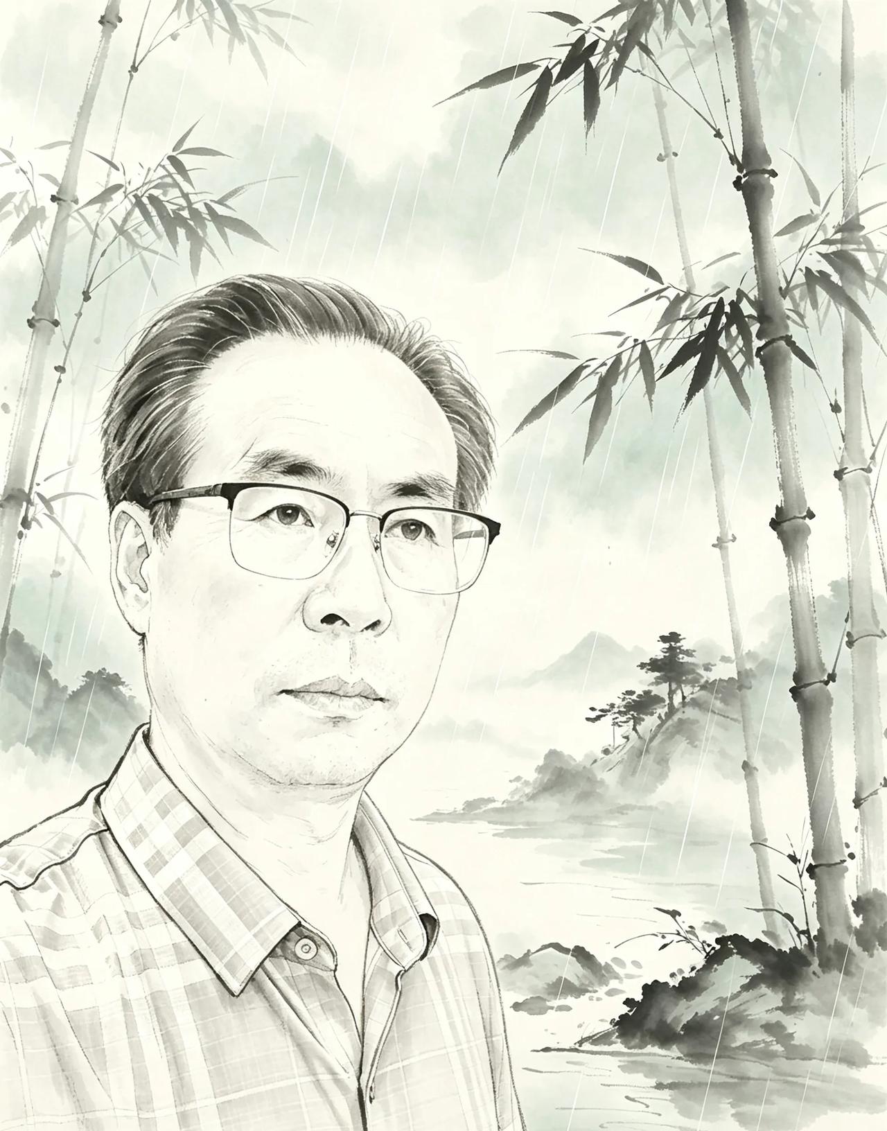 题烟雨竹山图
文｜孙玉良
烟雨迷濛入画中，
竹枝滴翠韵无穷。
千山淡雾添黛色，