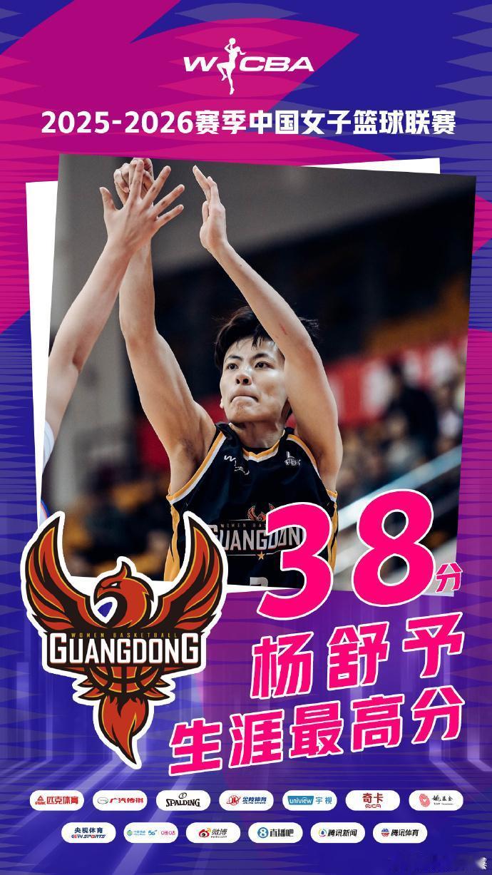 【杨舒予打破个人单场得分纪录】12月4日晚，广东女篮主场101-95逆转战胜上海