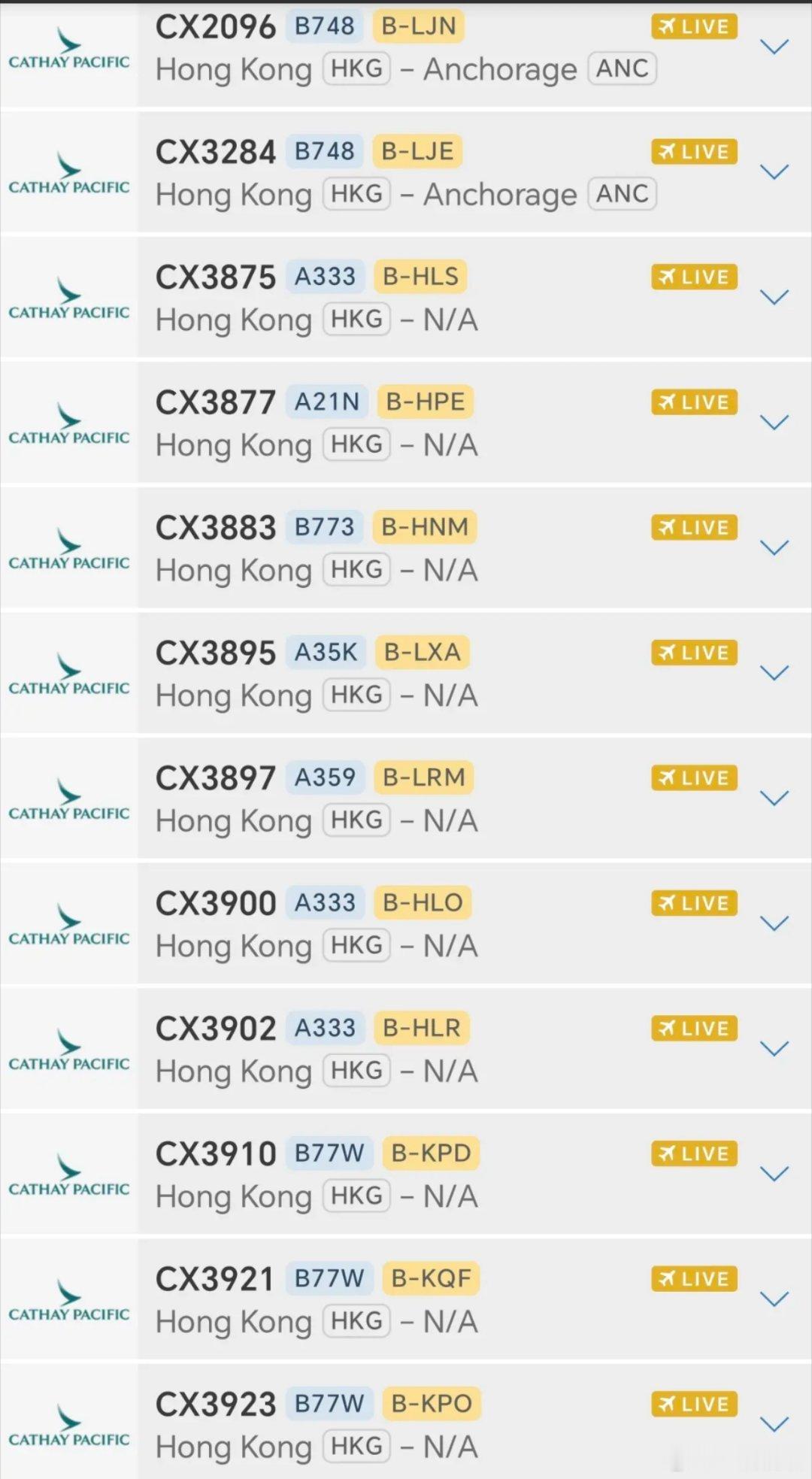 王者君啊[超话]受超强台风桦加沙影响，国泰航空于今日下午安排所有飞机调离香港，前