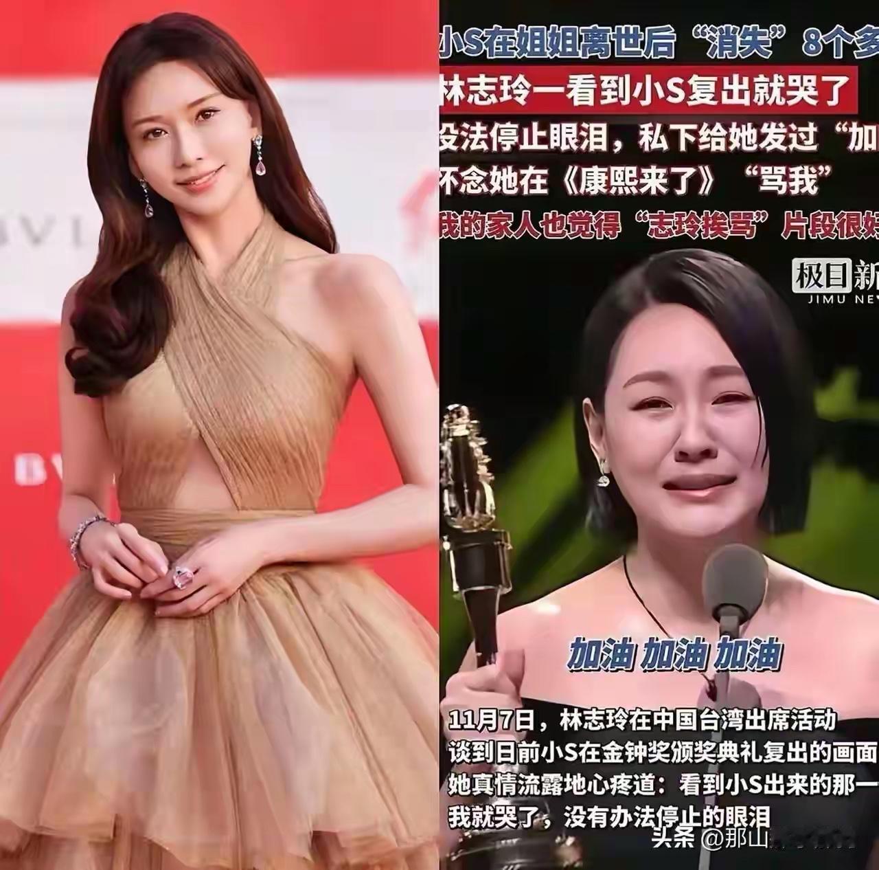 小S和她的感情真的是太好了，林志玲看到小S要复出了，很感动，流泪到哭了，真的是太