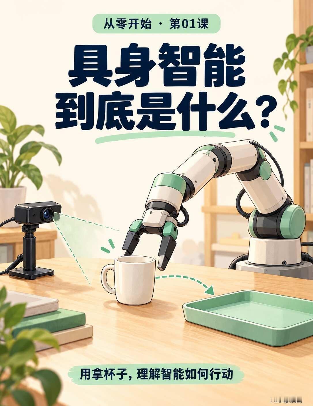 具身智能到底是什么？
“具身智能”听起来有点远，我们先用“拿起一个杯子”来理解。