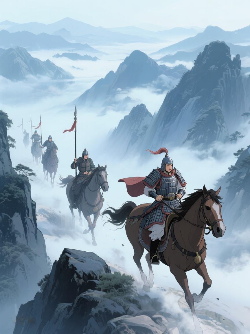 AI妙生图山峦间，马蹄扬起烟尘，那是热血在奔腾，于征程中找寻自我的意义✨