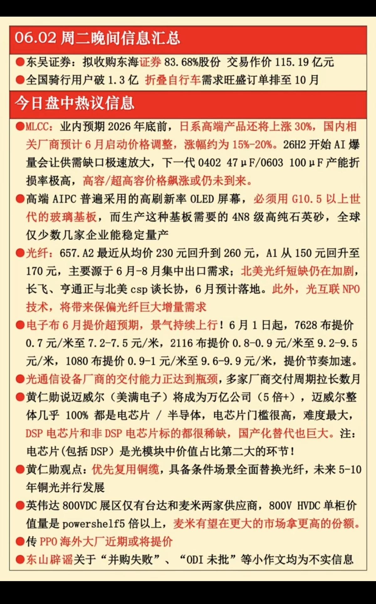 6.2周二  晚间  财经热点信息汇总！

1.东吴证券：收购东海证券
2.ML