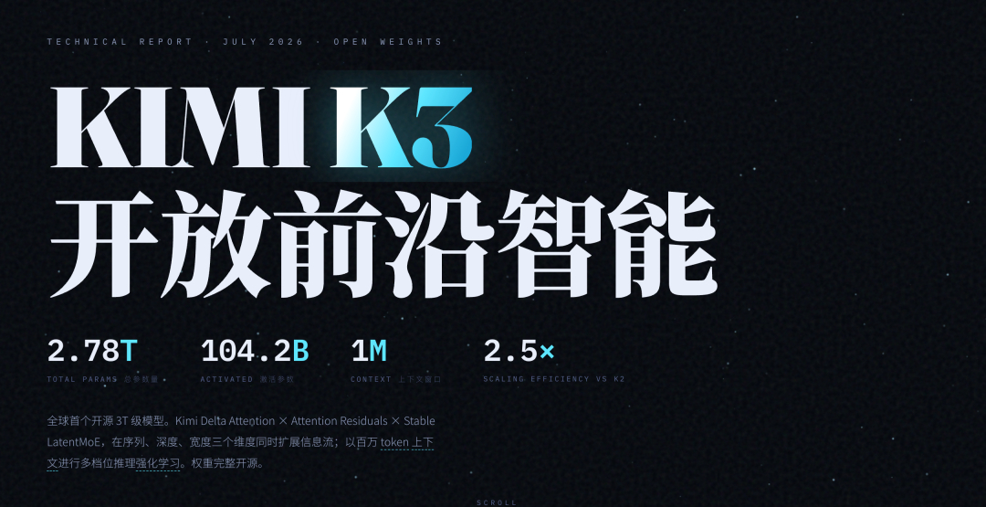 史上最大开源多模态模型来了！Kimi K3参数大但推理效率反而提升，以后写代码、