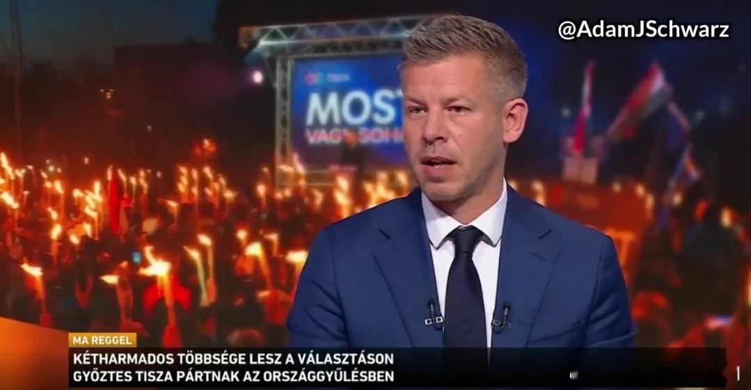 长期被欧尔班禁止上国家媒体和电视的马扎尔上了匈牙利电视台。马扎尔说欧尔班的“朝鲜