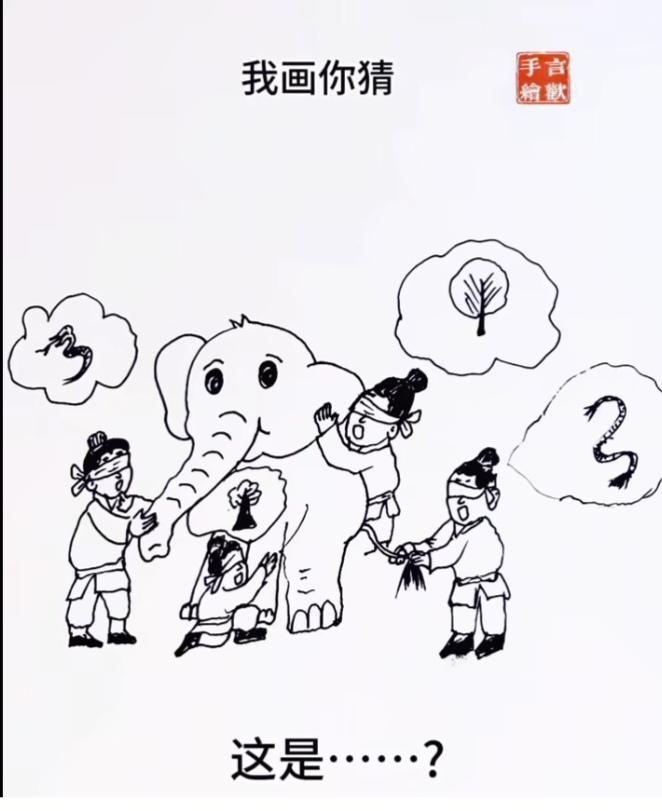 〔看图猜成语〕图中隐藏成语。你能看出来吗？拭目以待。温馨提示：谐音猜个字。