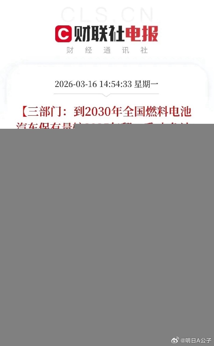 尾盘突然暴力拉升是因为这个啊！ 村里明确到2030年燃料电池汽车保有量较2025