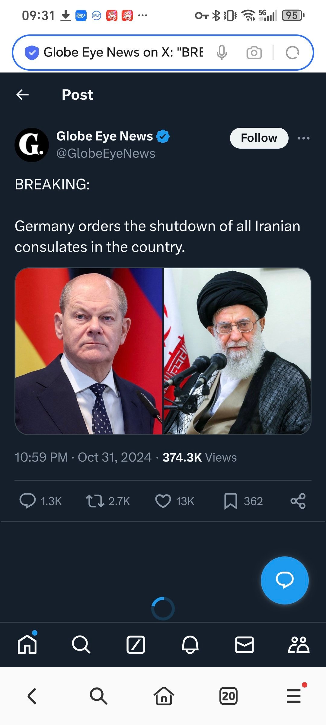 昨天，德国下令关闭伊朗在该国的所有领事馆。 ​​​