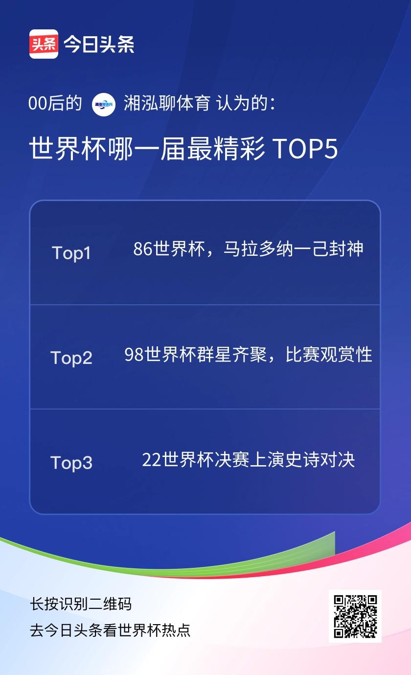 TOP52022卡塔尔世界杯｜决赛史诗级剧情
 
如果偏爱跌宕起伏的决赛与高强度