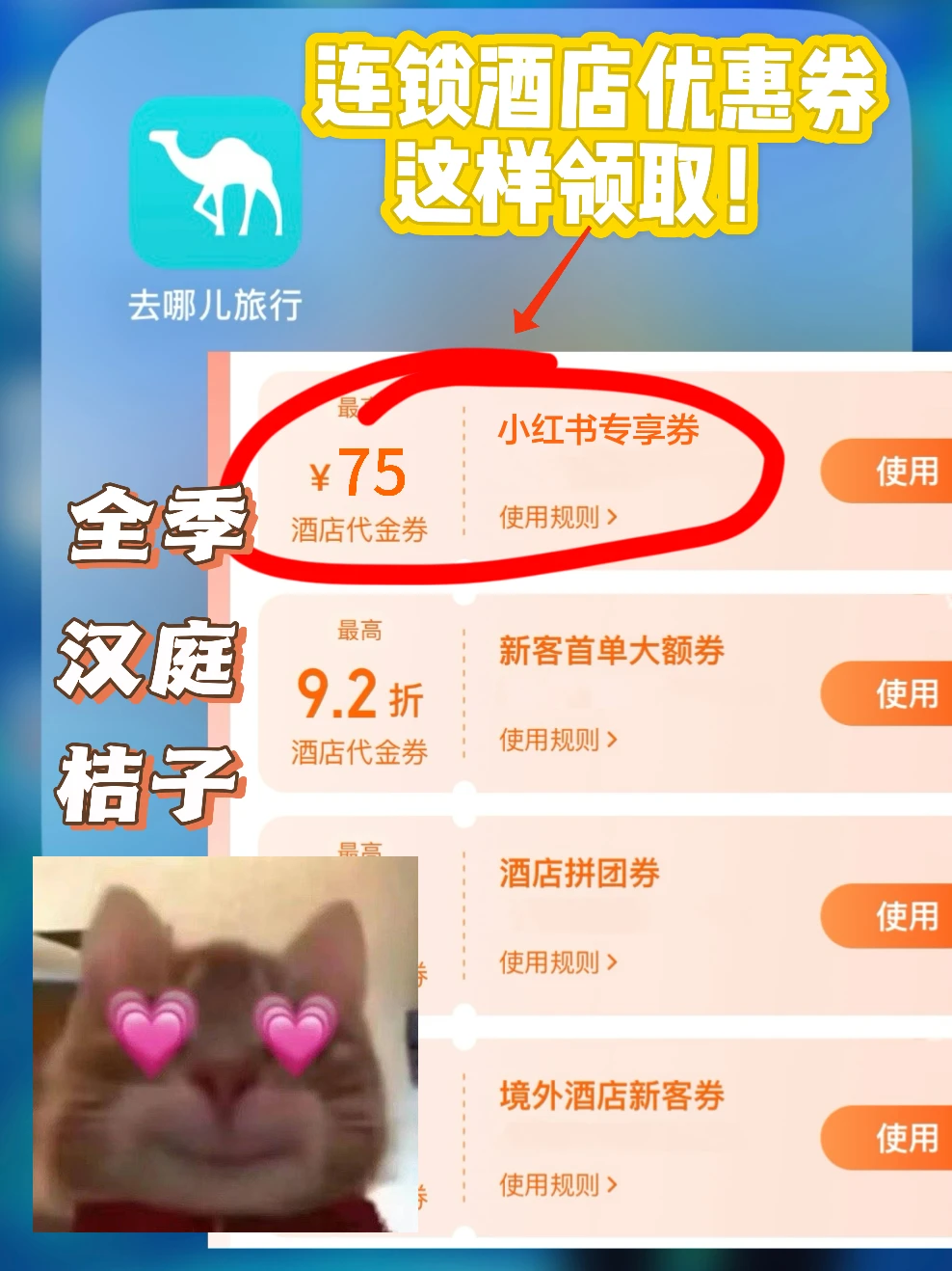 酒店专享优惠券领到啦！订到了便宜酒店🥹