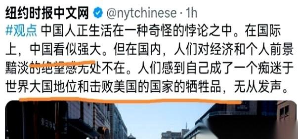 刷到个说法，差点没把我笑死。
说我们是“牺牲品”，为了国家强大，活在绝望里。
我