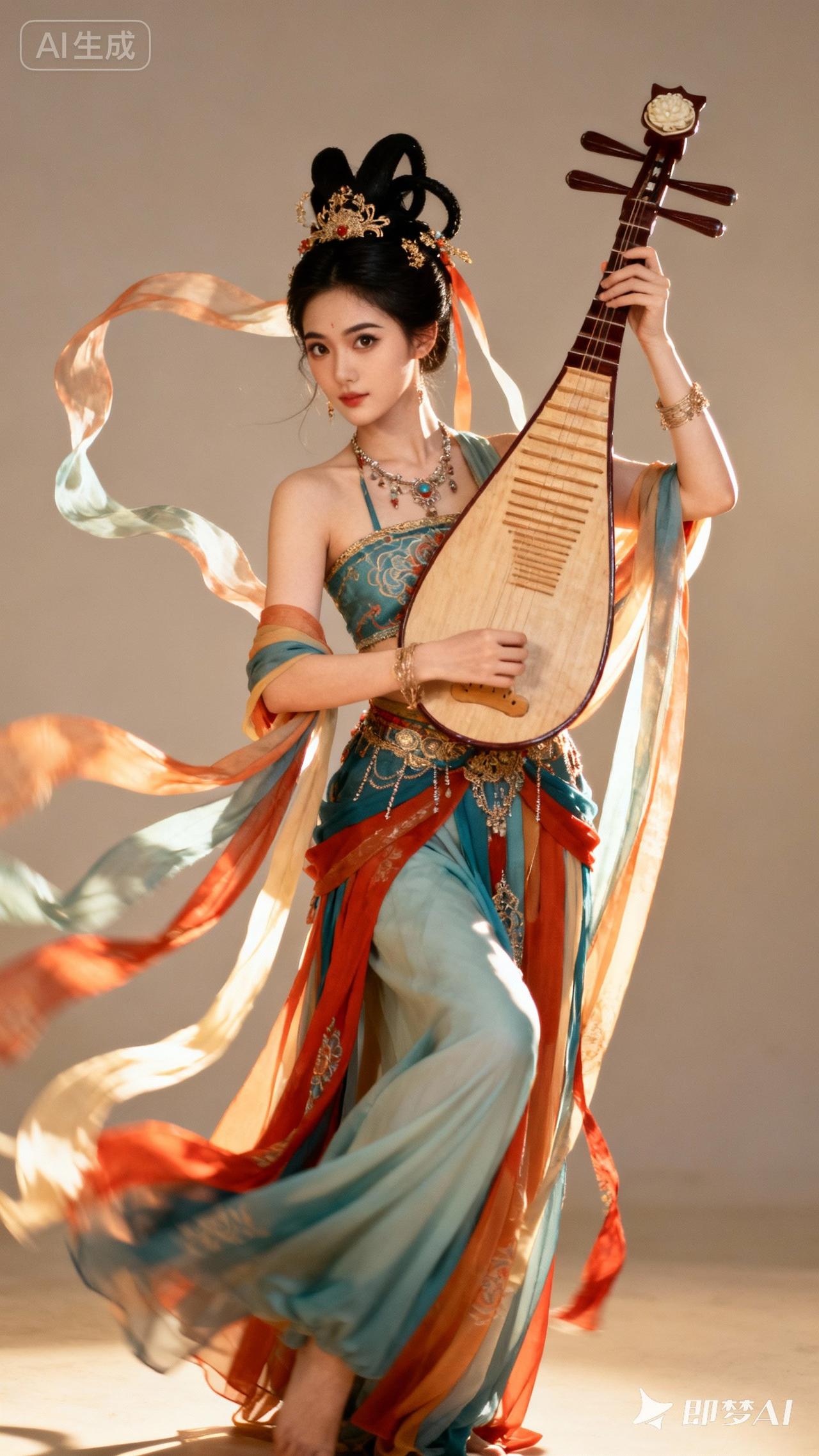 古风美人弹奏琵琶，惊艳时光