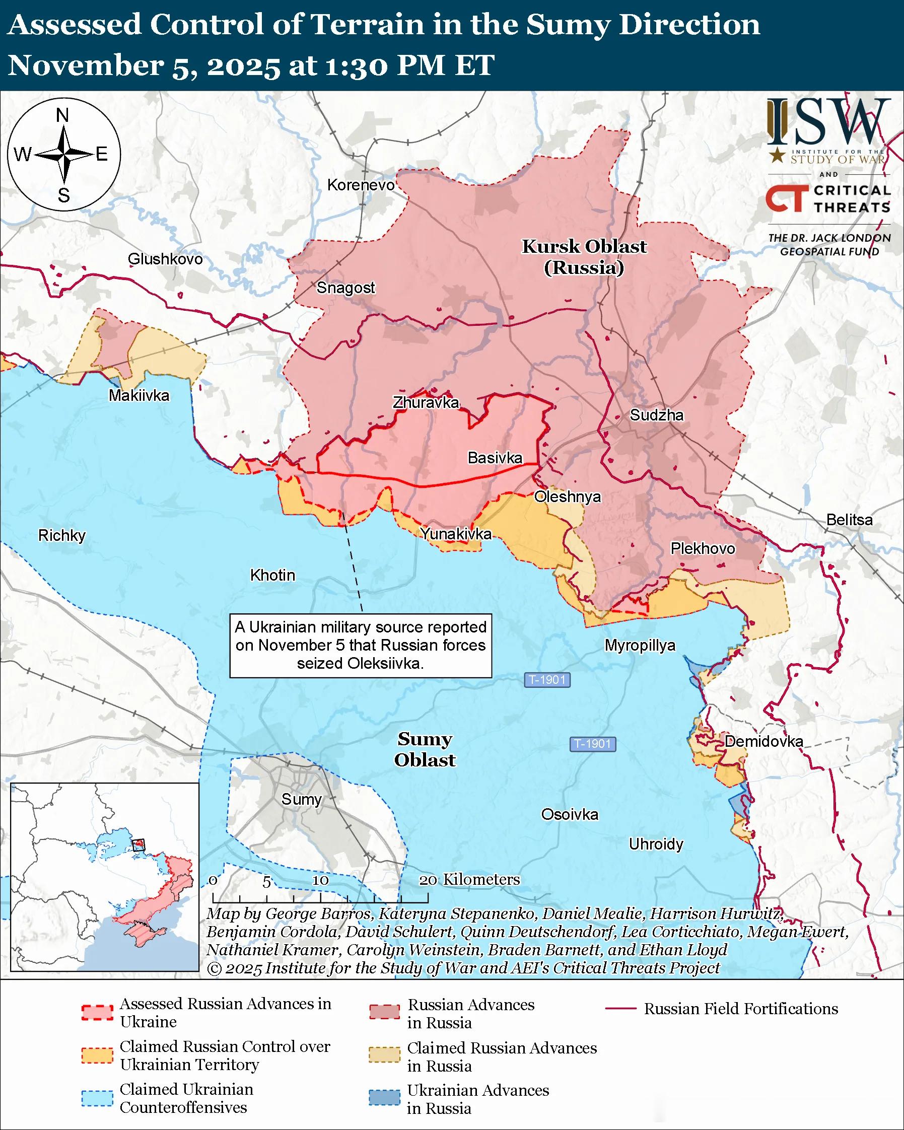北方轴心俄罗斯的目标：在乌克兰北部沿国际边界建立可防御的缓冲区。俄军近日在苏梅州