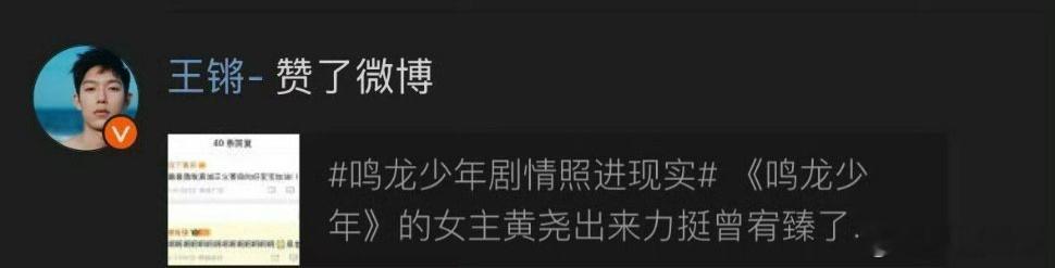 王锵回应点赞黄尧力挺曾宥臻的微博 