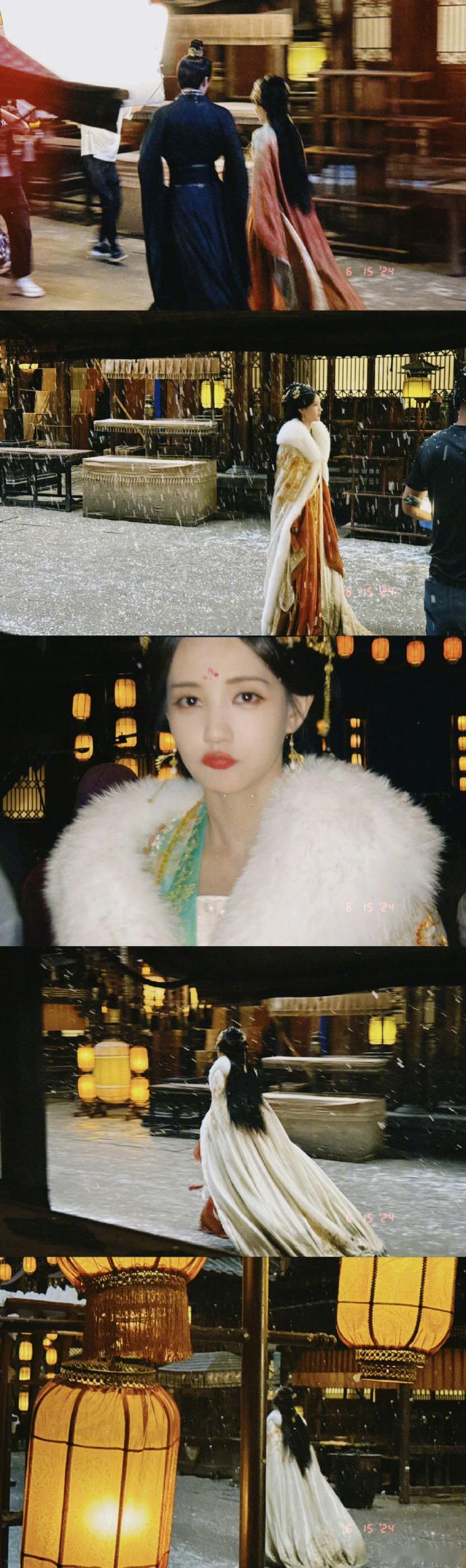 #李一桐雪中背影图#  赶紧来get《书卷一梦》杀青花絮剧照12宫格，李一桐雪中