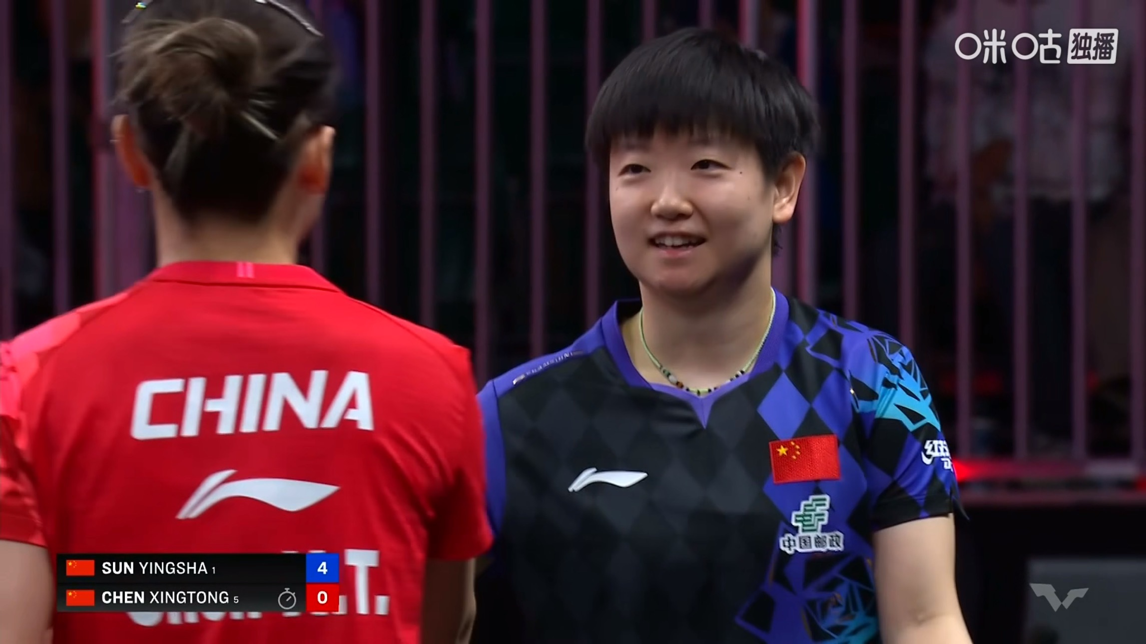 孙颖莎4比0陈幸同(11-5，11-5，11-6，11-6)晋级WTT美国大满贯