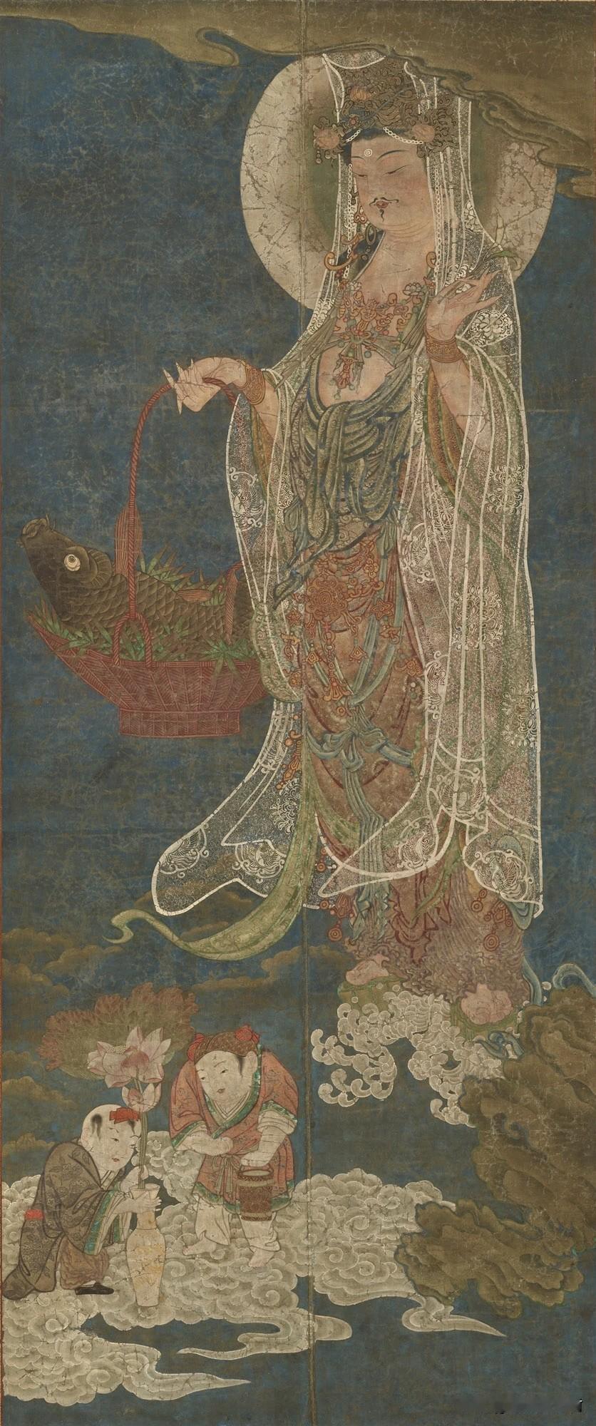 流失海外的清代鱼篮观音古画，一见便心生安宁
 
现存于美国弗利尔美术馆的珍贵绢本
