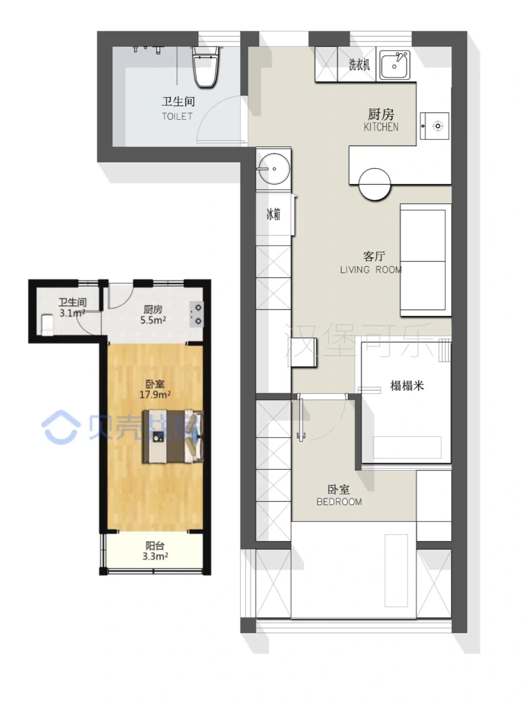 户型改造/30㎡小户型一家三口平面方案