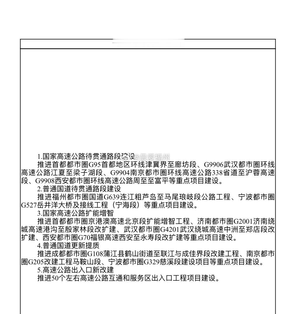 发改委等部门印发了《都市圈城际通勤效率提升工程实施方案》：推进连江粗芦岛至马尾琅