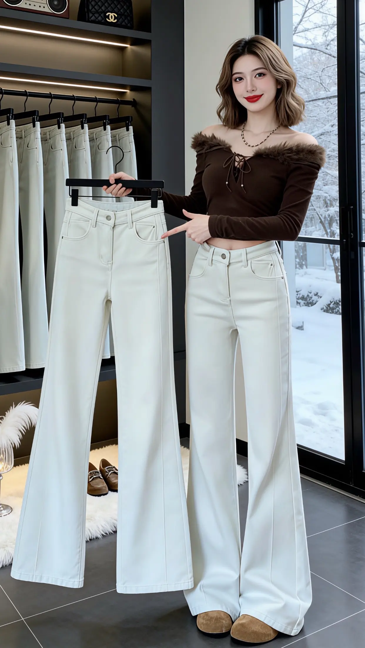 百搭裤子加绒牛仔裤 小个子梨形身材穿搭秋冬穿搭测评秋冬穿搭显贵公式