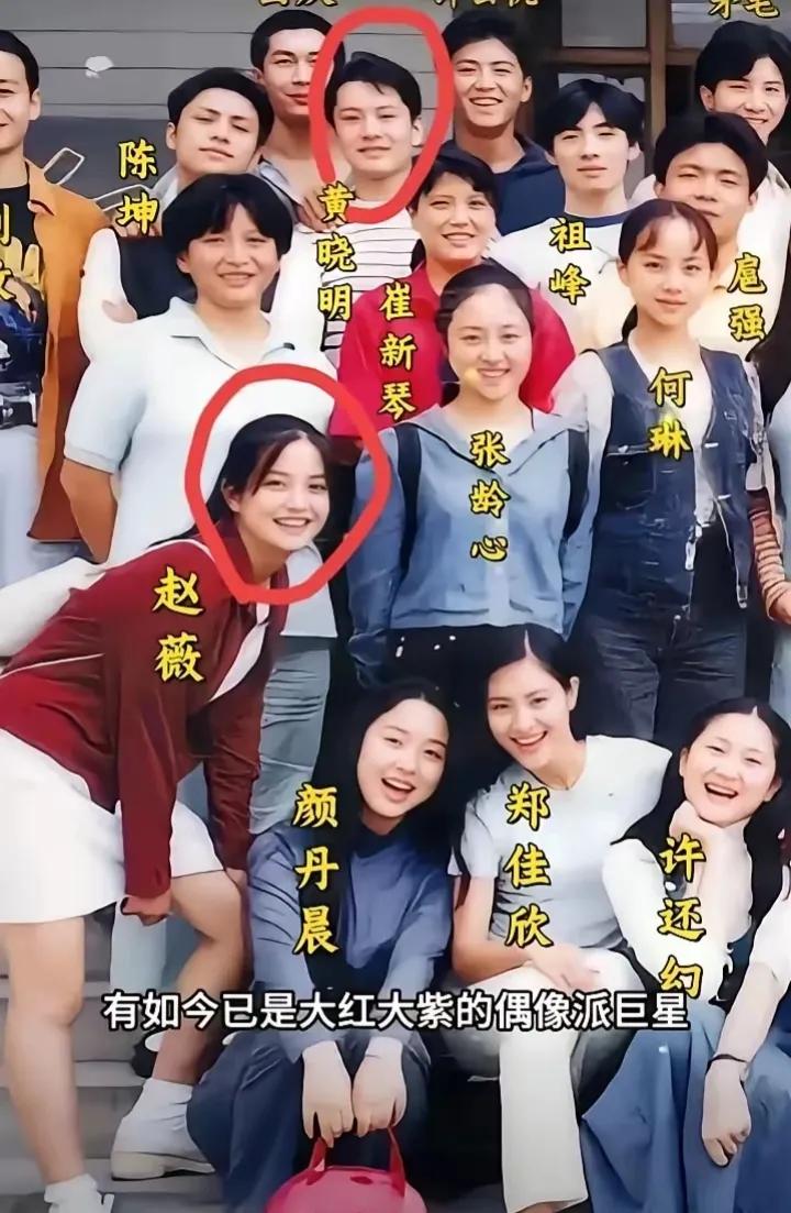这张照片拍摄于1996年，是北电96级表演班的入学合影，
里面有些人已经大红大紫