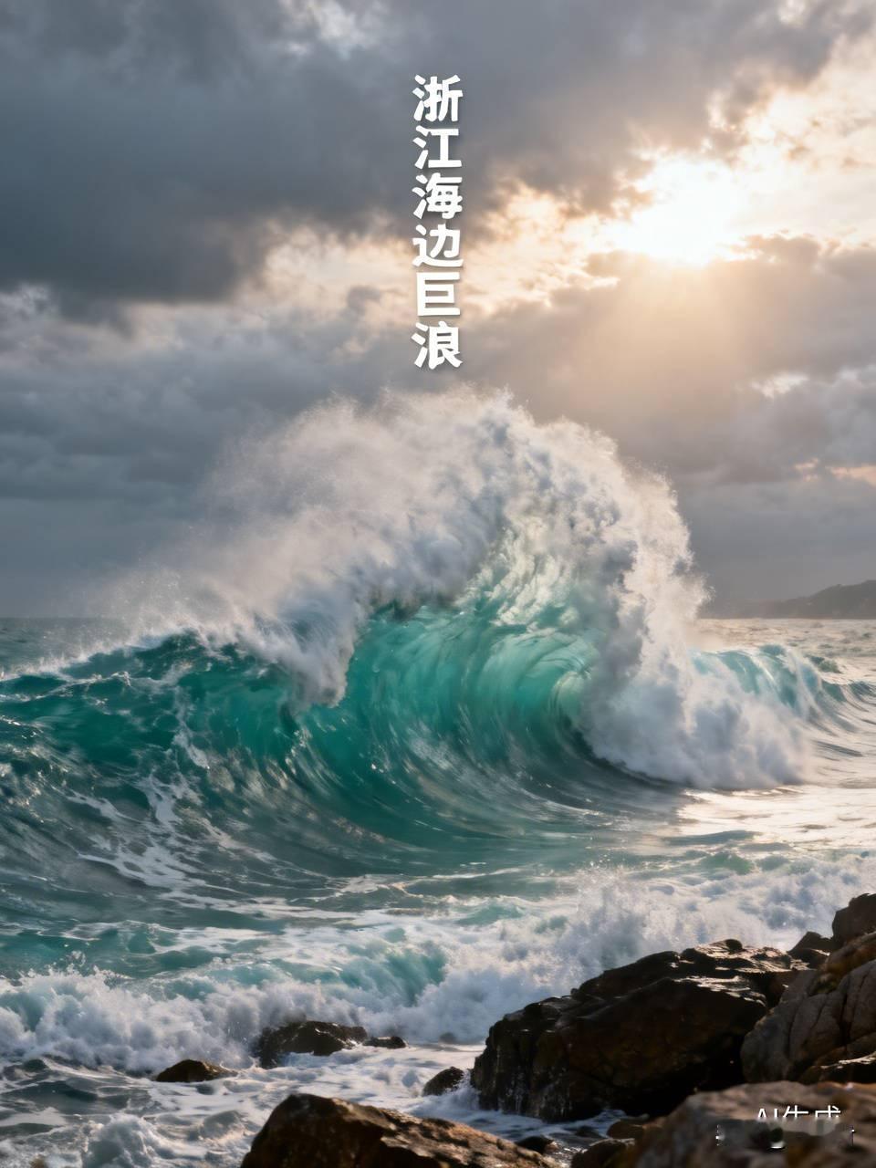 浙江海边掀起10多米巨浪 最近浙江海边那可太惊险啦！受台风“巴威”和天文大潮影响