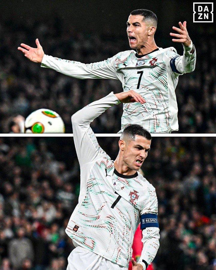 【，】11月14日，在葡萄牙队世界杯预选赛0-2不敌爱尔兰的比赛中，C罗职业生涯