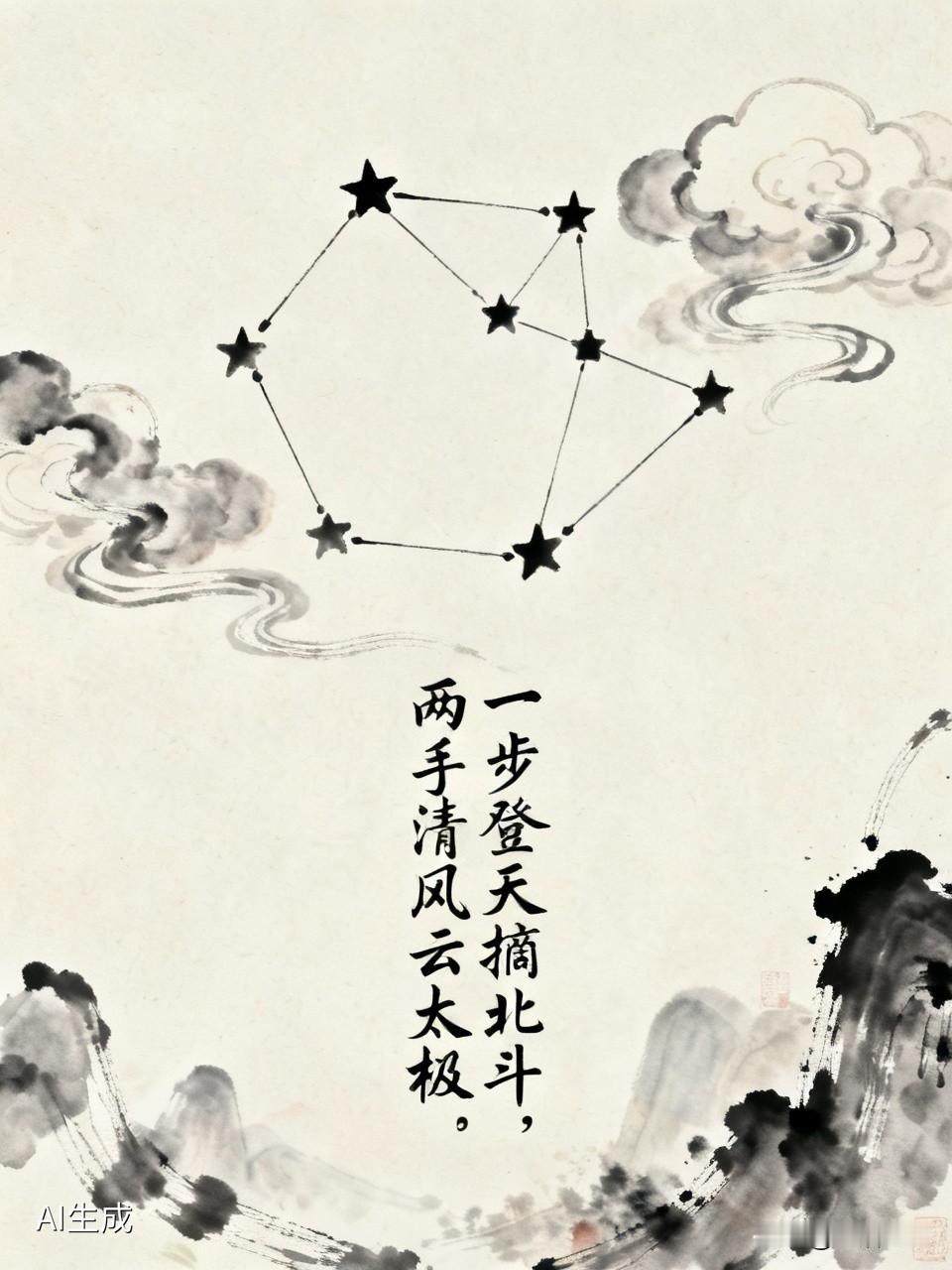 “一步登天摘北斗，两手清风云太极”，这诗句简直太有画面感了。仿佛看到一位绝世高手