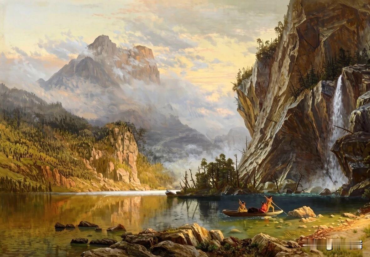 这幅画作名为《印第安人叉鱼》（Indians Spear Fishing），是由