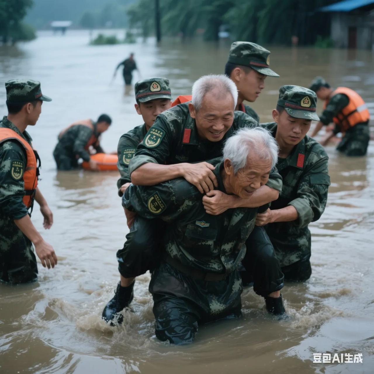 人民子弟兵，
在抗洪救灾之际，他们义无反顾地冲向洪水，以身体构筑起一道道防线。于