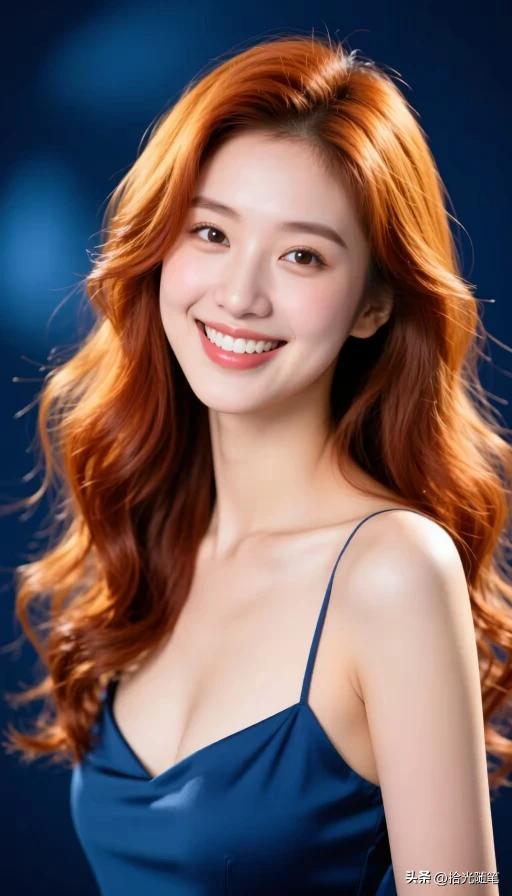 云鬓轻挽玉生香，
素裹纤姿映晓光。
一笑嫣然倾四座，
眸若秋水映繁星。