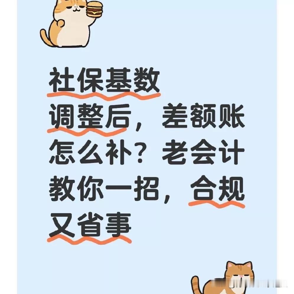 社保基数调整后，差额账怎么补？老会计教你一招，合规又省事
 
最近公司财务要规范