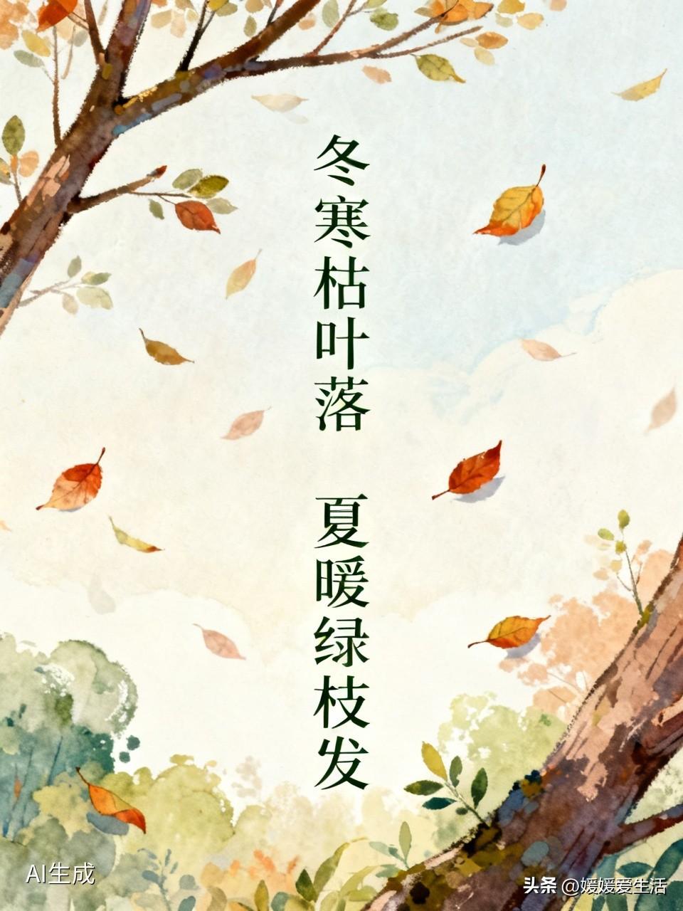 上联：冬寒枯叶落，求下联夏暖绿枝发！