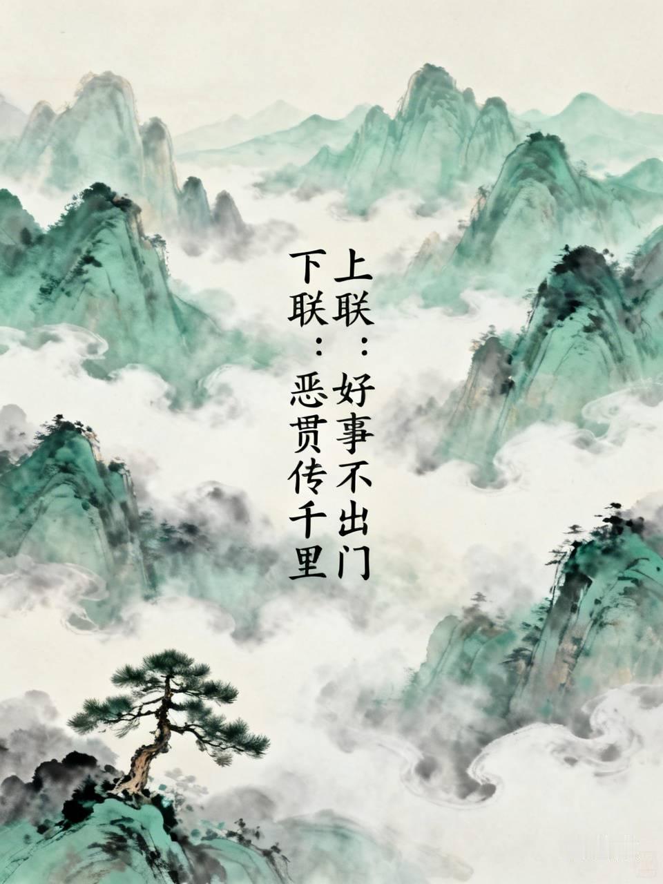 上联：好事不出门，怎么对下联恶贯传百里