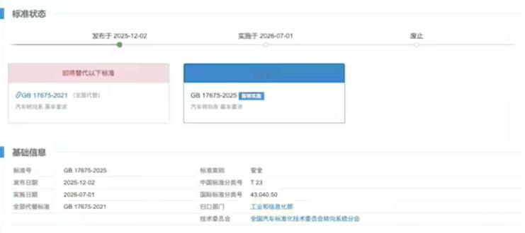 我国汽车转向新国标发布：支持线控转向，删除机械连接强制要求新标准最主要的修订内容