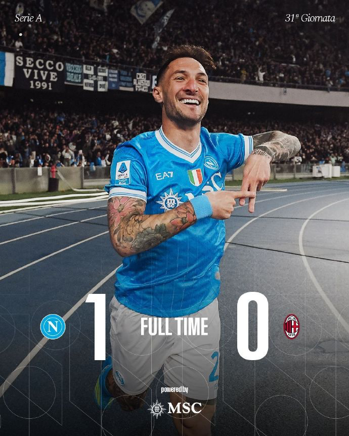 那不勒斯1比0AC米兰 意甲第31轮焦点战，那不勒斯主场1比0力克AC米兰。比赛