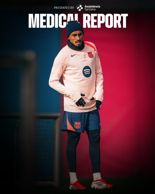 巴萨官方发布消息称，拉菲尼亚右大腿受伤，出于谨慎考虑将缺席对阵皇家社会的比赛。拉