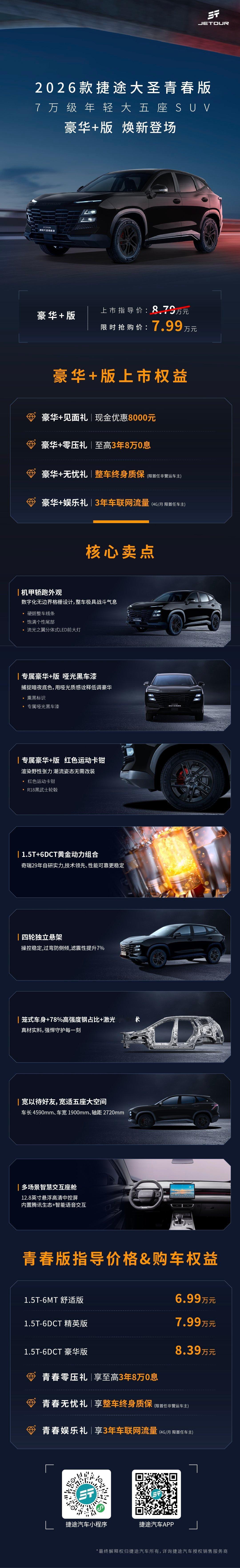 2026款捷途大圣青春版豪华+版，焕新升级限时抢购价7.99万元捷途大圣青春版新