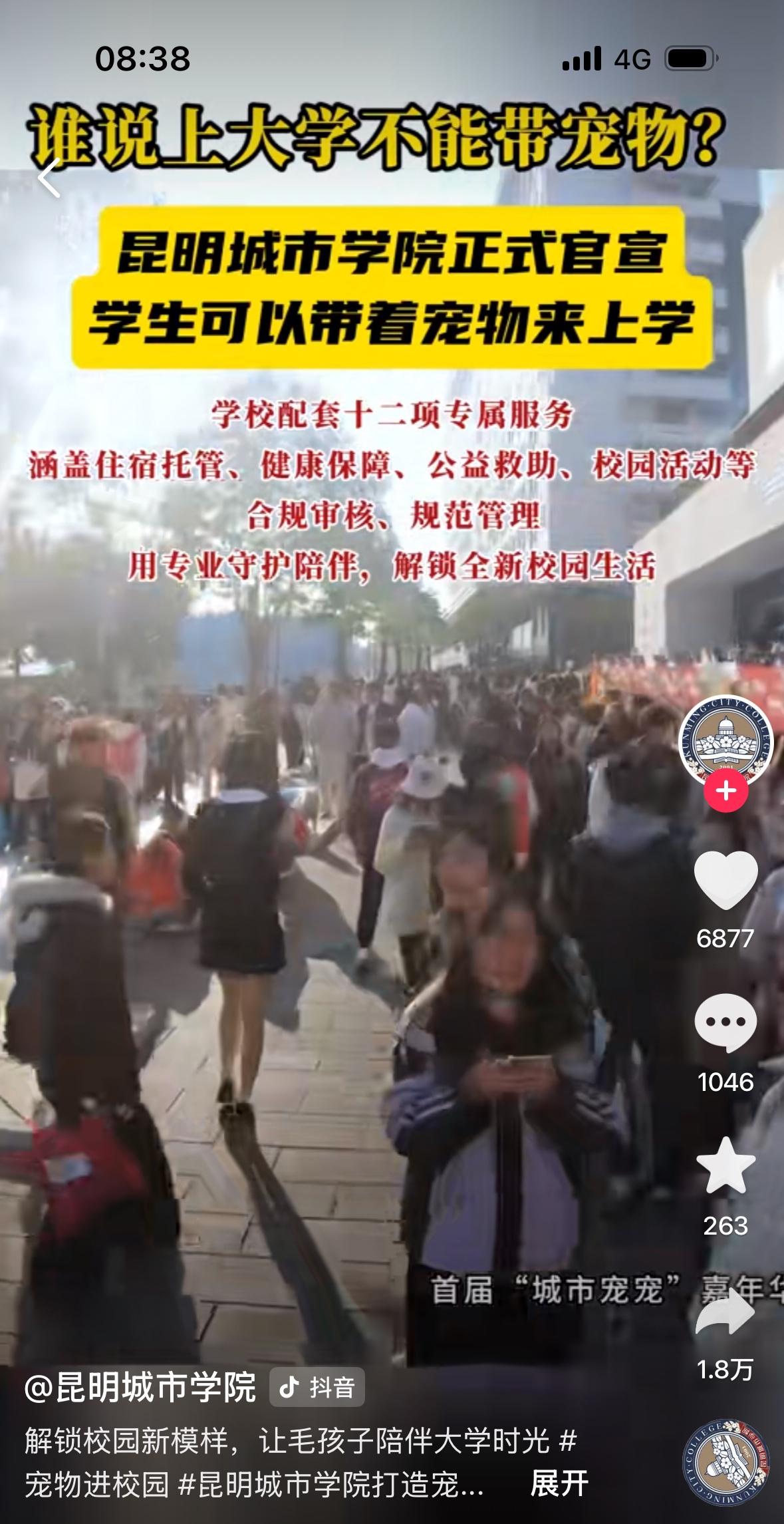 昆明城市学院允许带宠物上学，对当下年轻人的确有一定吸引力。不过允许还是带有着很多