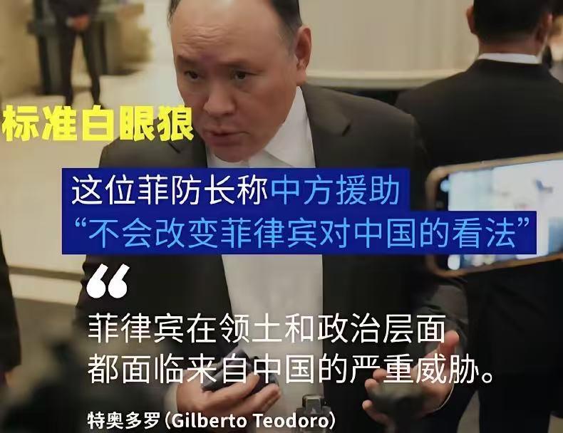 你看、你看，我们中国的好心喂了驴肝肺。这周末，菲律宾国防部长特奥多罗在香格里拉对