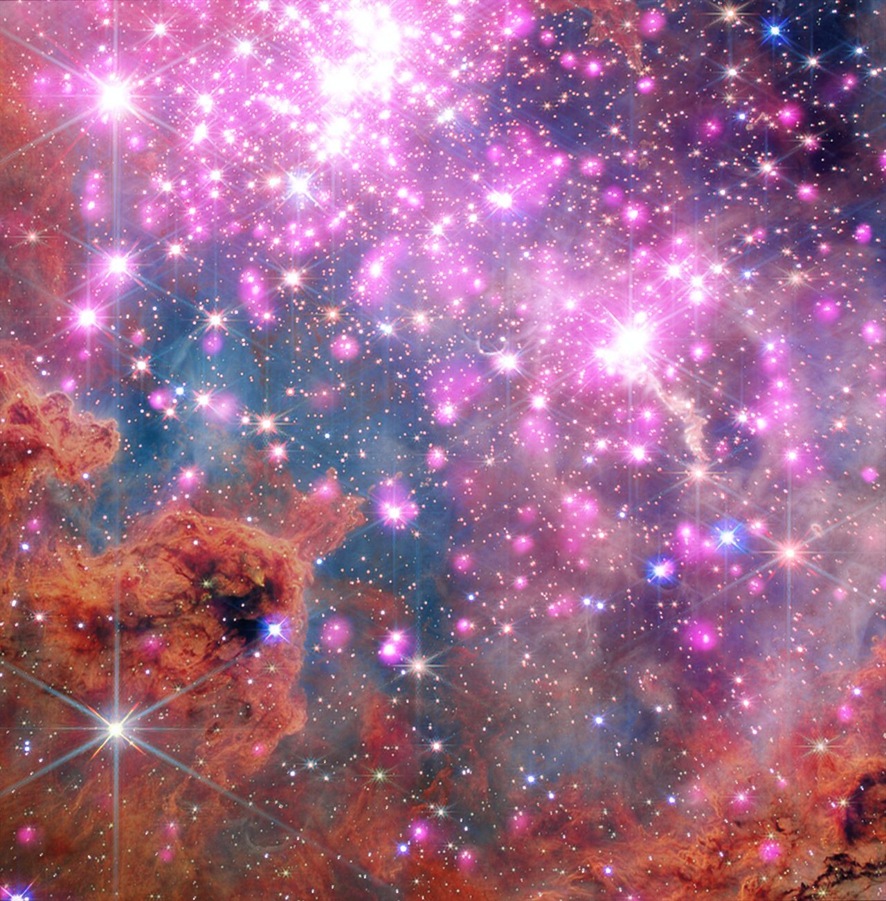 维斯特卢2（Westerlund 2）是一个年轻的恒星团，包含数千颗恒星，距离地