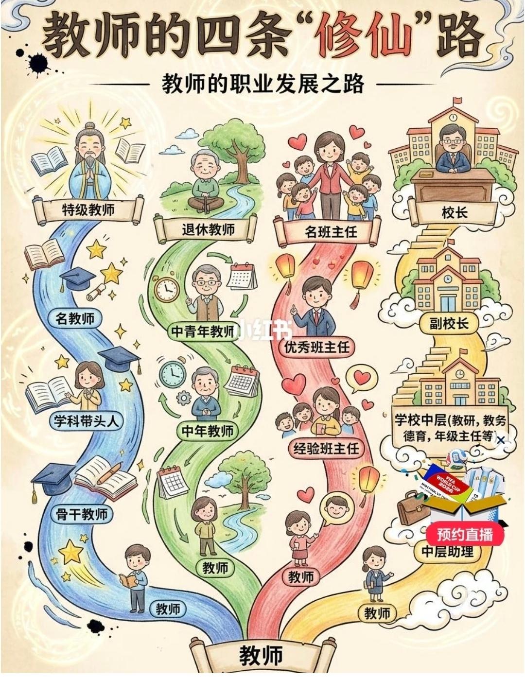 教书就这条路，四条分支，看懂的都是老教师
站在三尺讲台，每位老师刚入职时，都怀揣