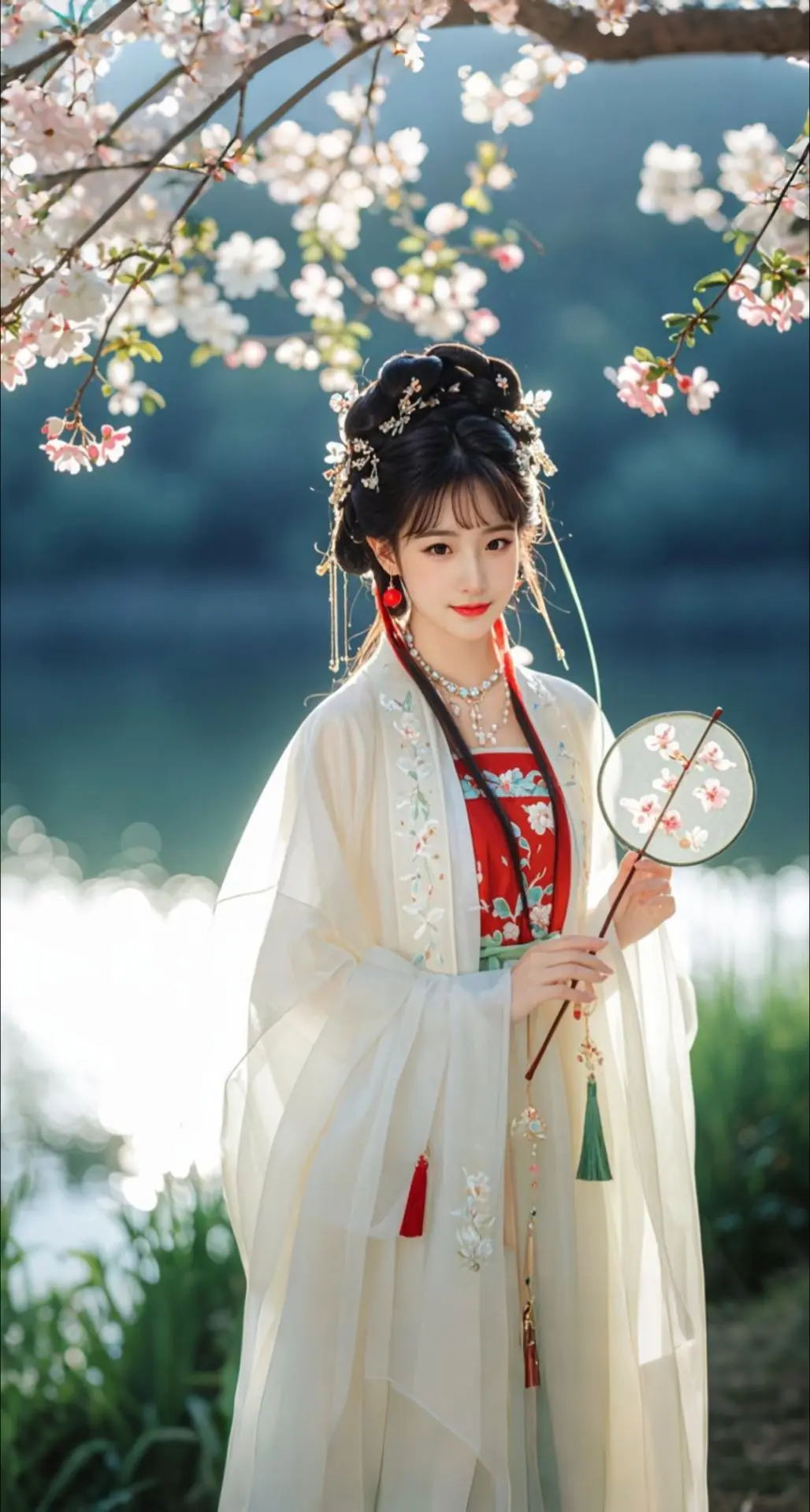 AI扩图 AI月白娇花