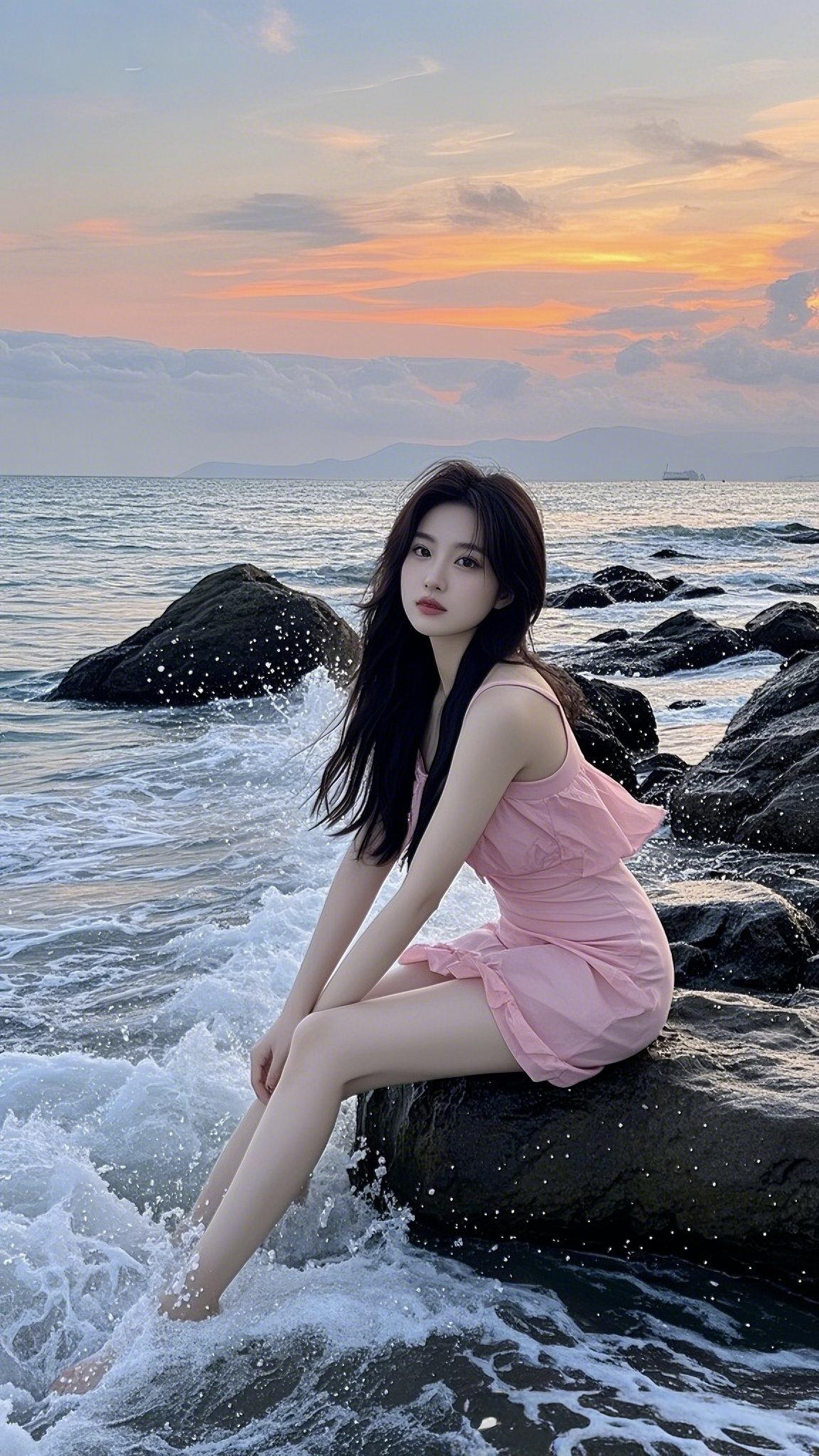 海浪与美女。海边美女照 海边游玩美女 美女沙滩风景 美女海边风景 海边沙滩美女 