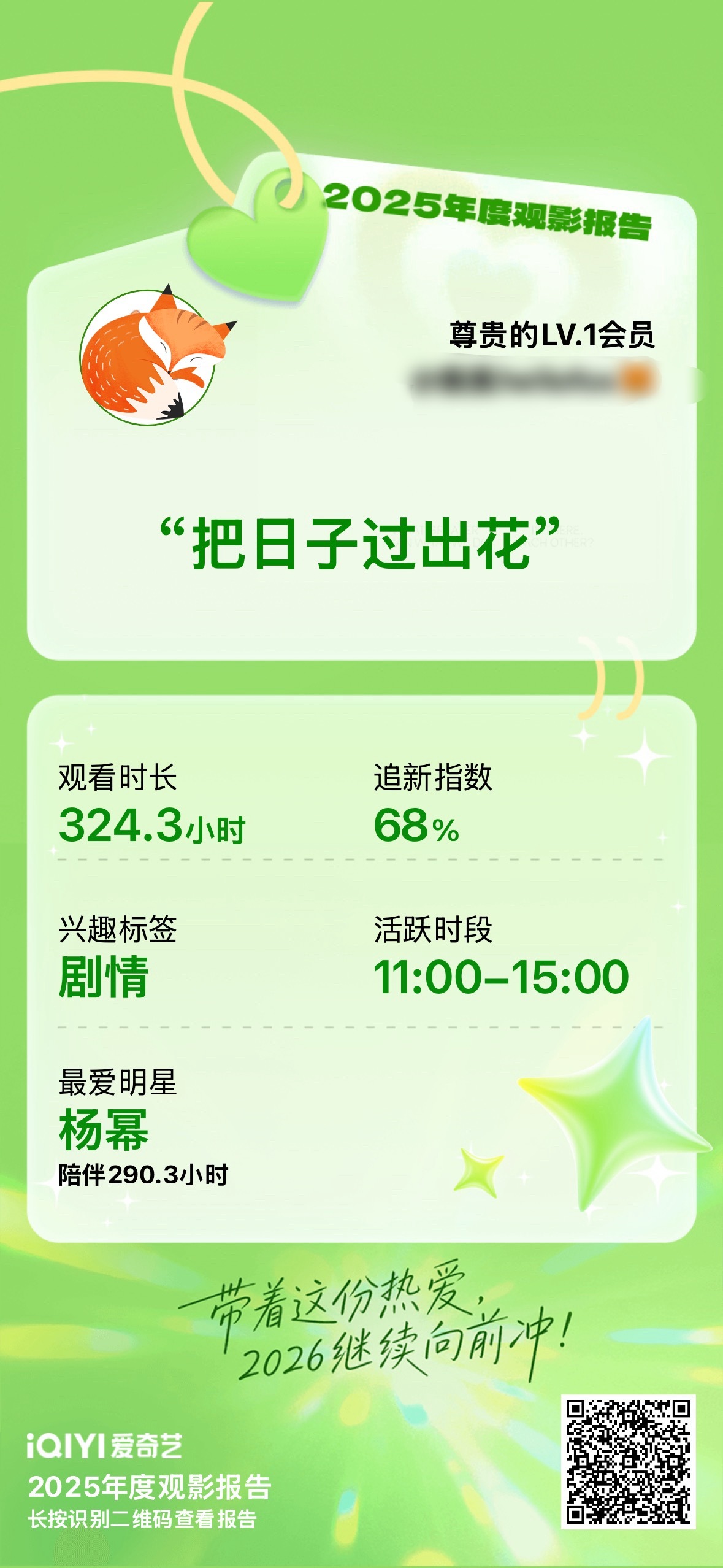 杨幂  爱奇艺年度观影报告我果然最爱杨幂，最爱生万物（但是这个时长给我统计少了