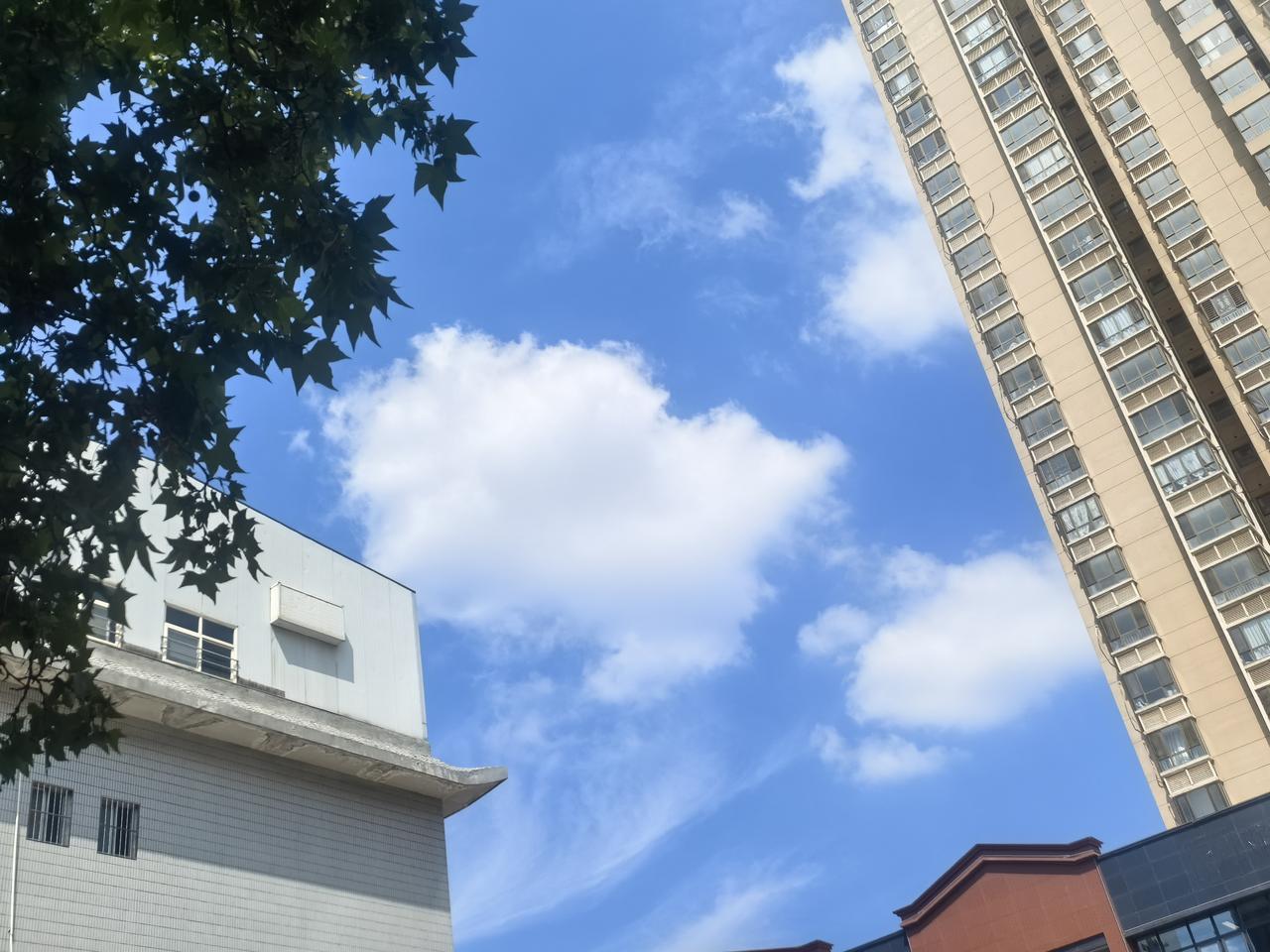 今天西安的天空，真有点秋高气爽的感觉

[玫瑰][心][玫瑰]

天空湛蓝湛蓝的